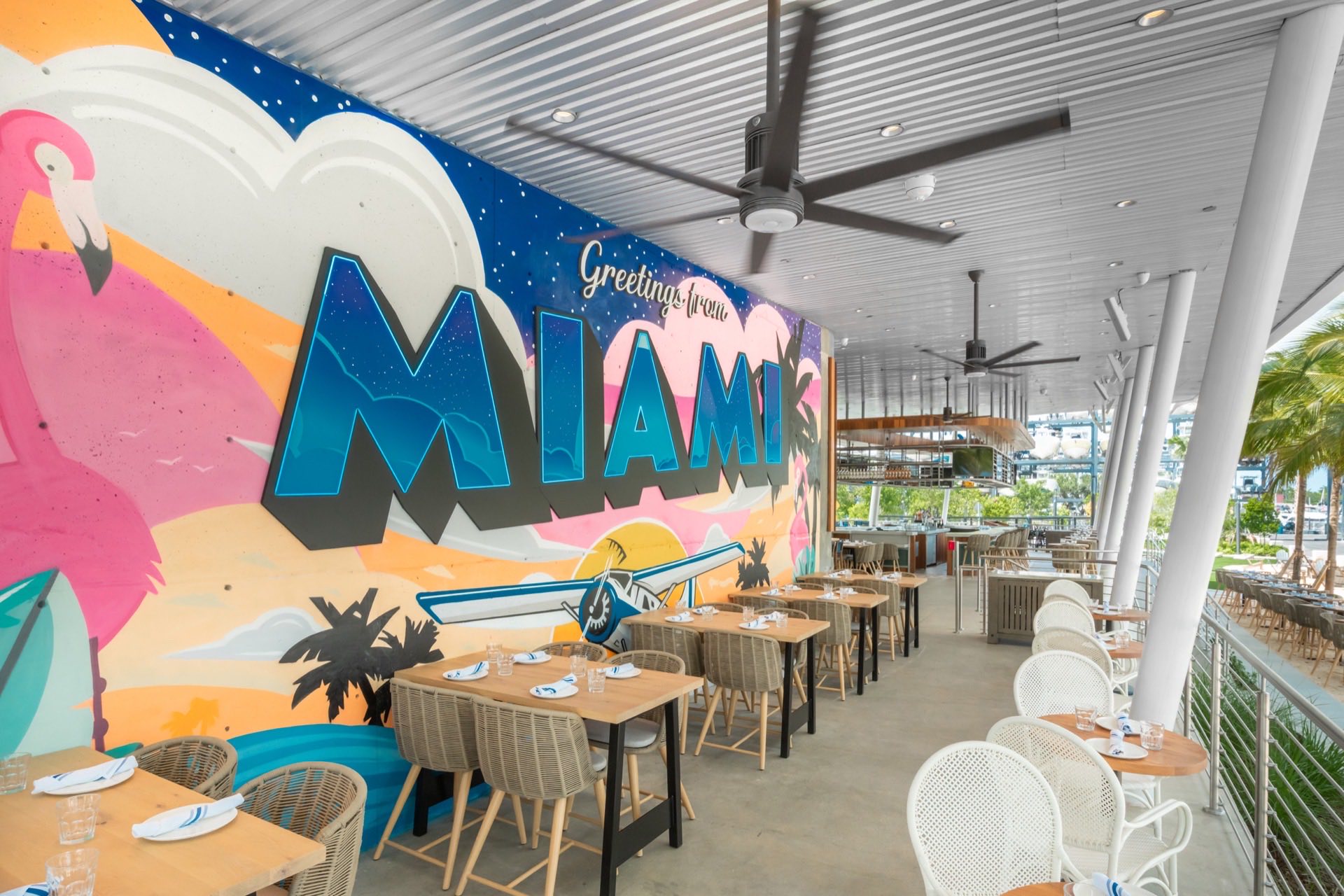 Greetings From Miami mural, Bayshore Club, alternate angle