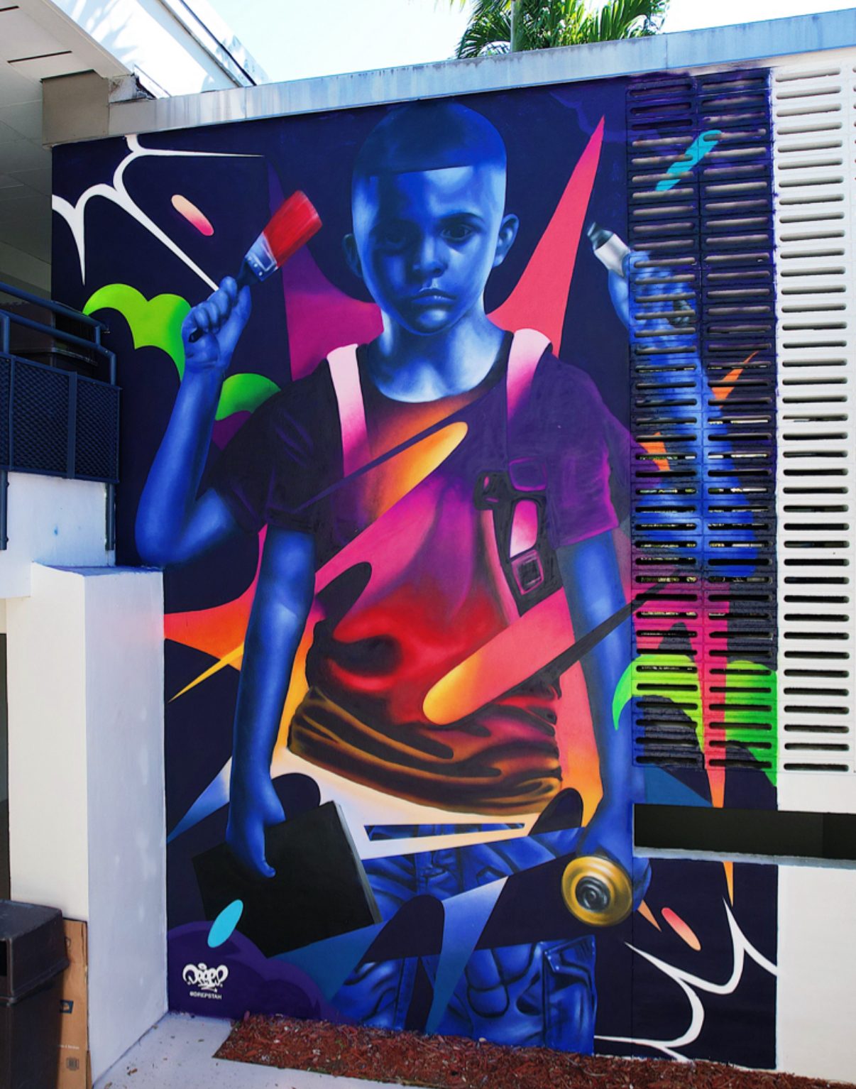 Blue portrait mural, Miami