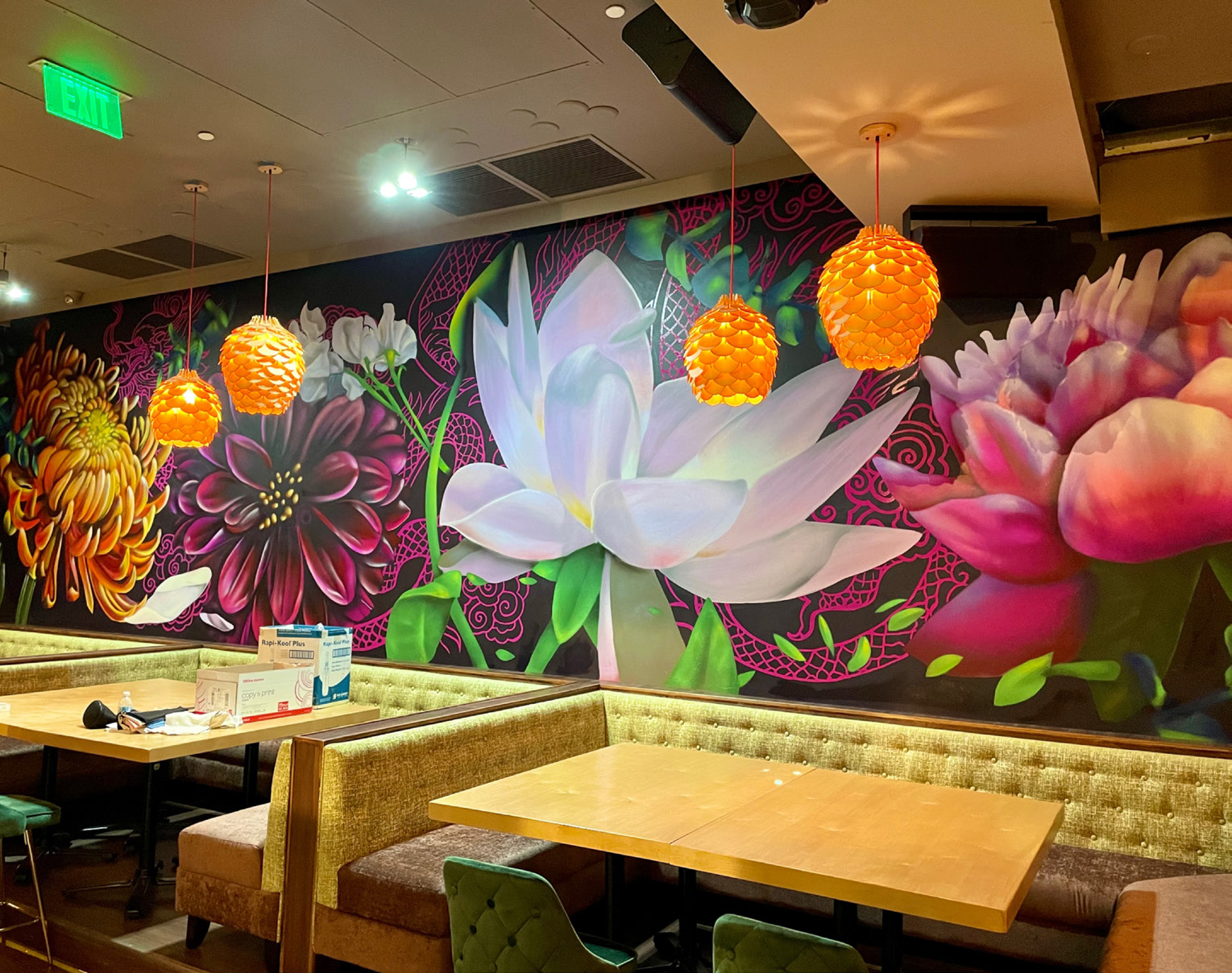 Asian Flower Garden mural, Chi Brickell