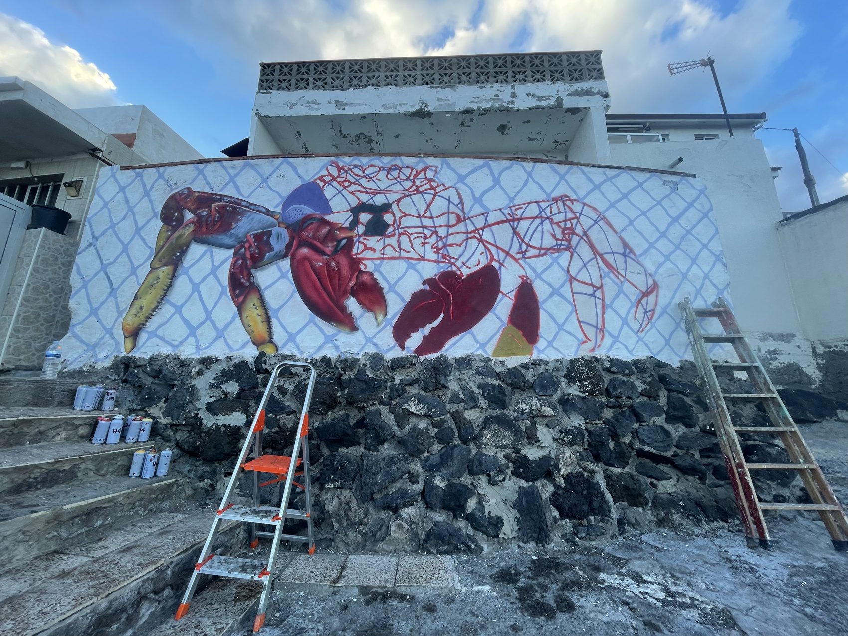 Crab mural, Canary Islands seaside wall