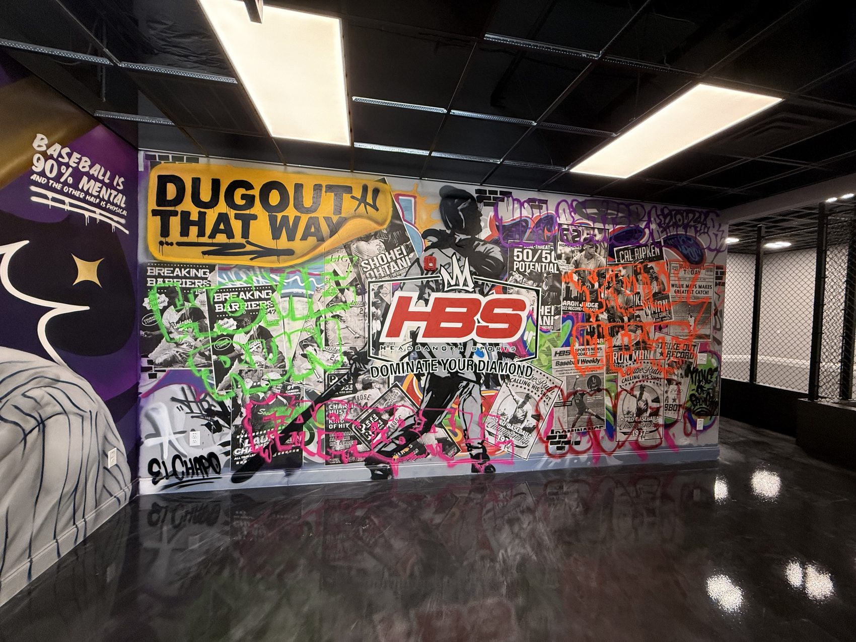 Dugout This Way accent wall, Headbanger Sports