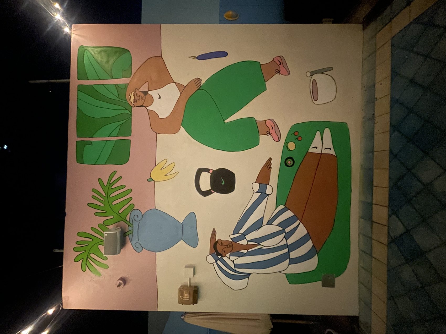 Interior mural in a kitchen space painted by DREPS
